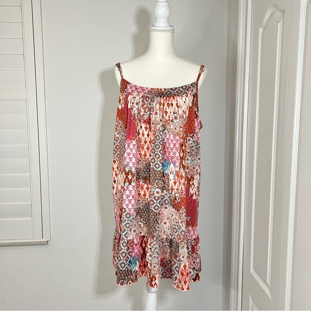 Joyspun Women's Sleeveless Knit Chemise with Ruffle Hem Peach Bud size 3X - Picture 13 of 16